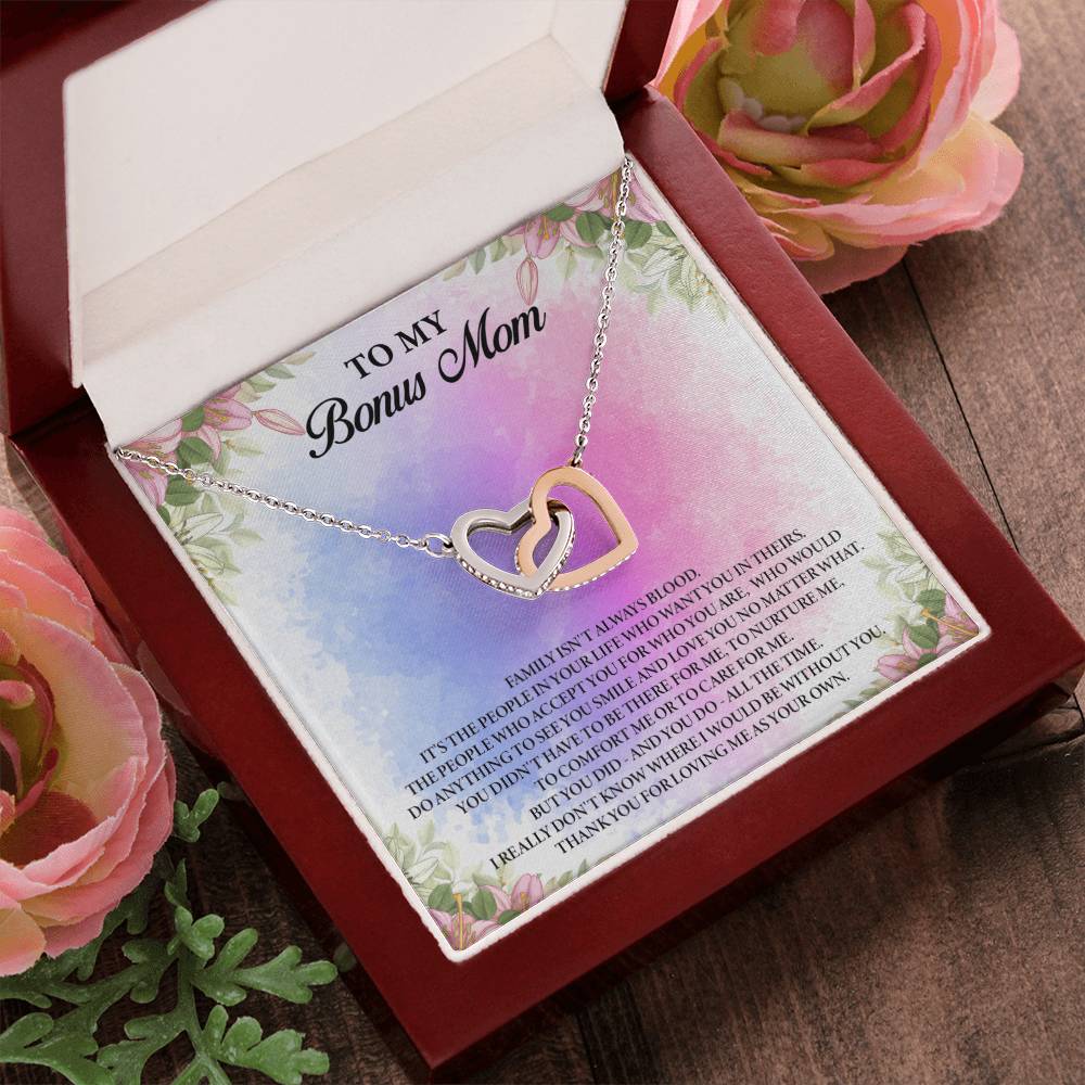 To My Bonus Mom Interlocking Hearts Necklace