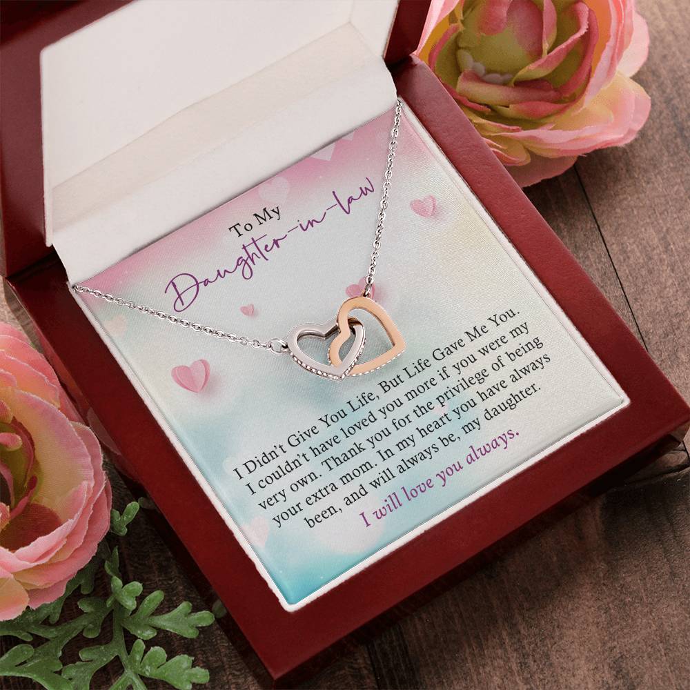 To My Daughter-In-Law - I Will Love You Always - Necklace Interlocking Hearts Necklace