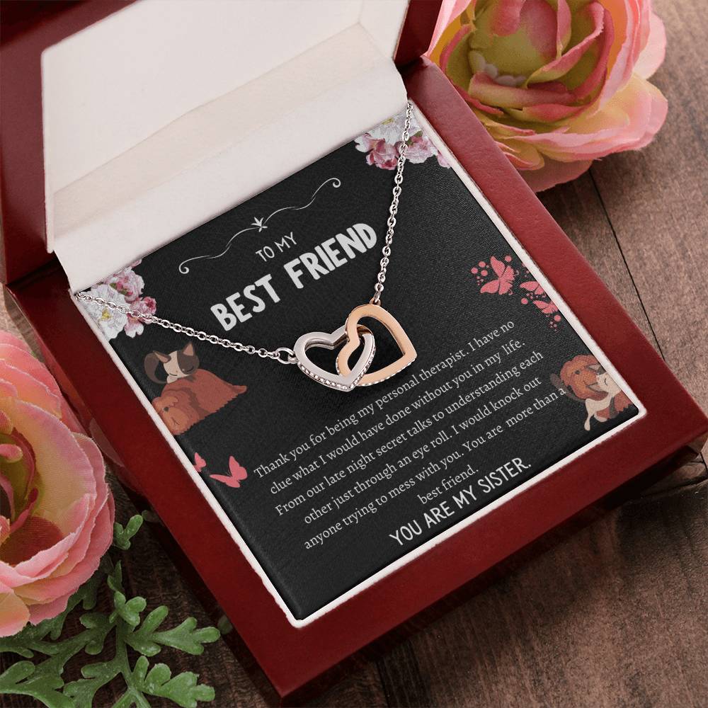 Interlocking Hearts Necklace For Bestfriend Message Card