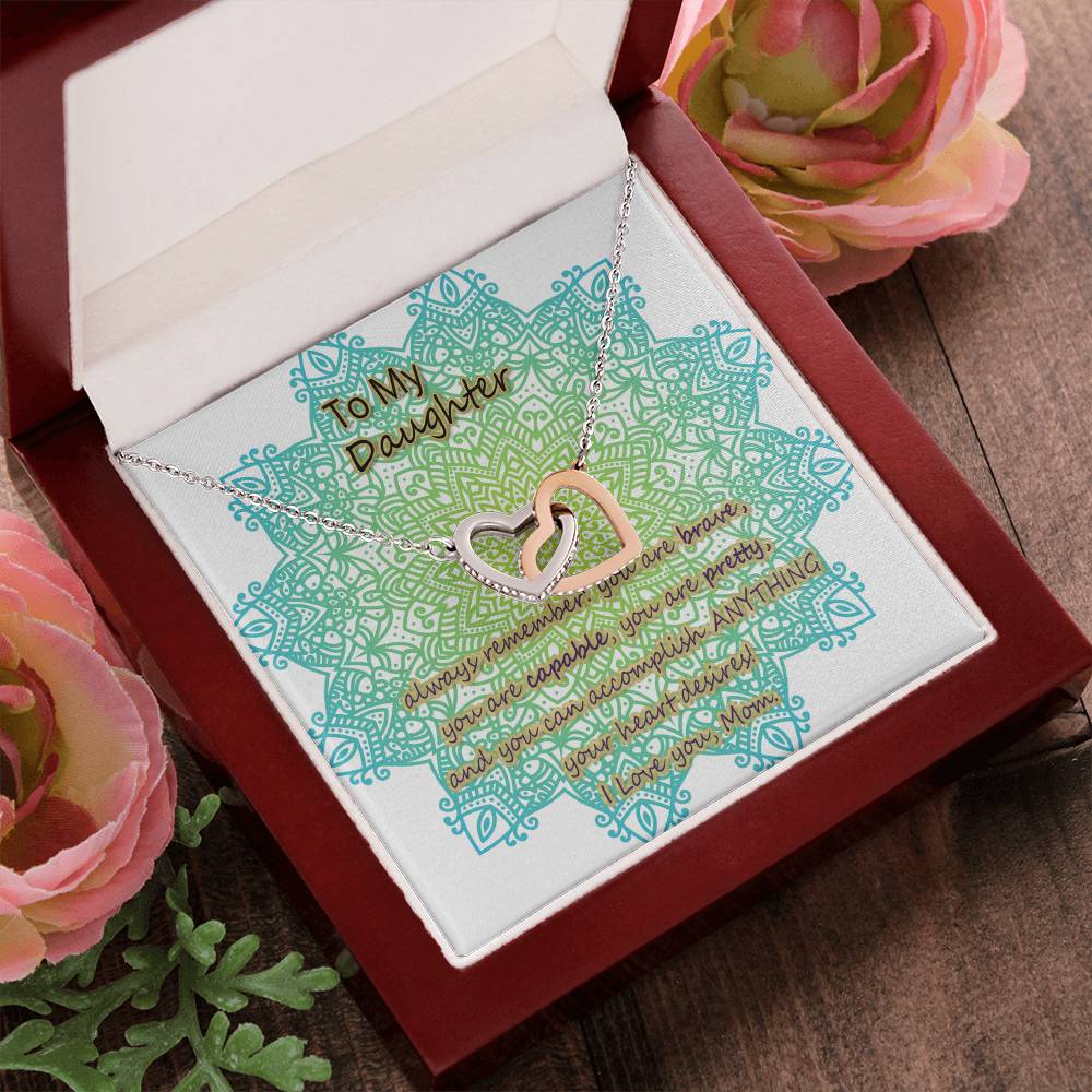 To My Daughter From Mom Two Interlocked Hearts Necklace Interlocking Hearts Necklace