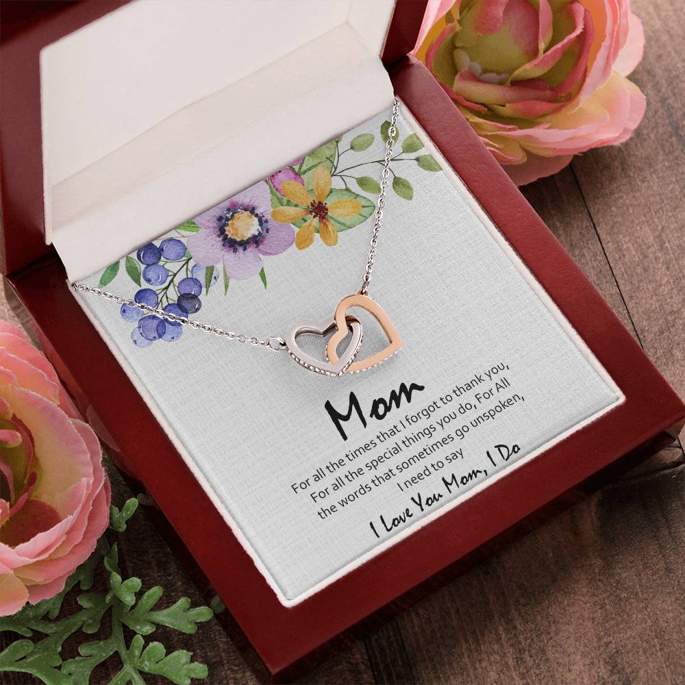 Love You Mom Hearts Interlocking Hearts Necklace