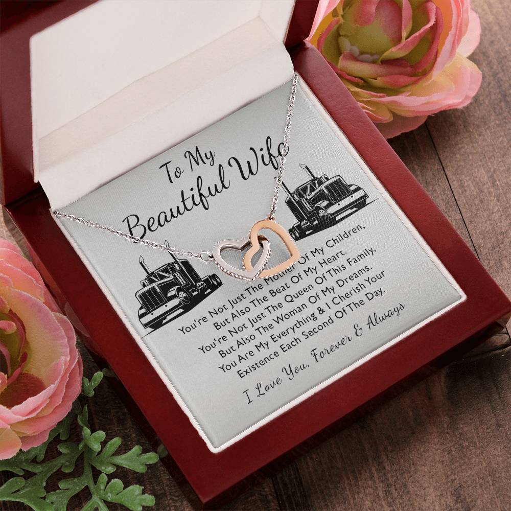 To My Beautiful Wife - Forever Heart Interlocking Hearts Necklace