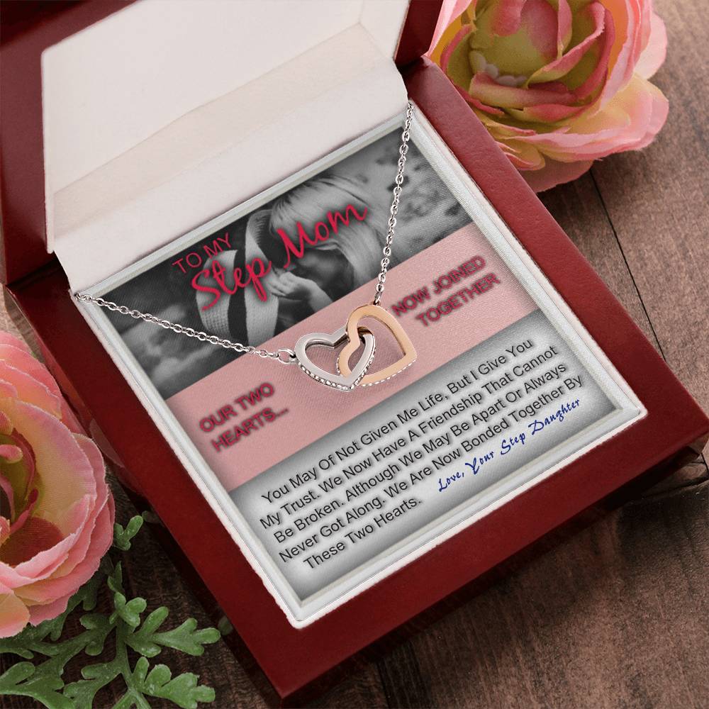 Step Mom Gift For Her To My Bonus Mother Heart Necklace Interlocking Hearts Necklace