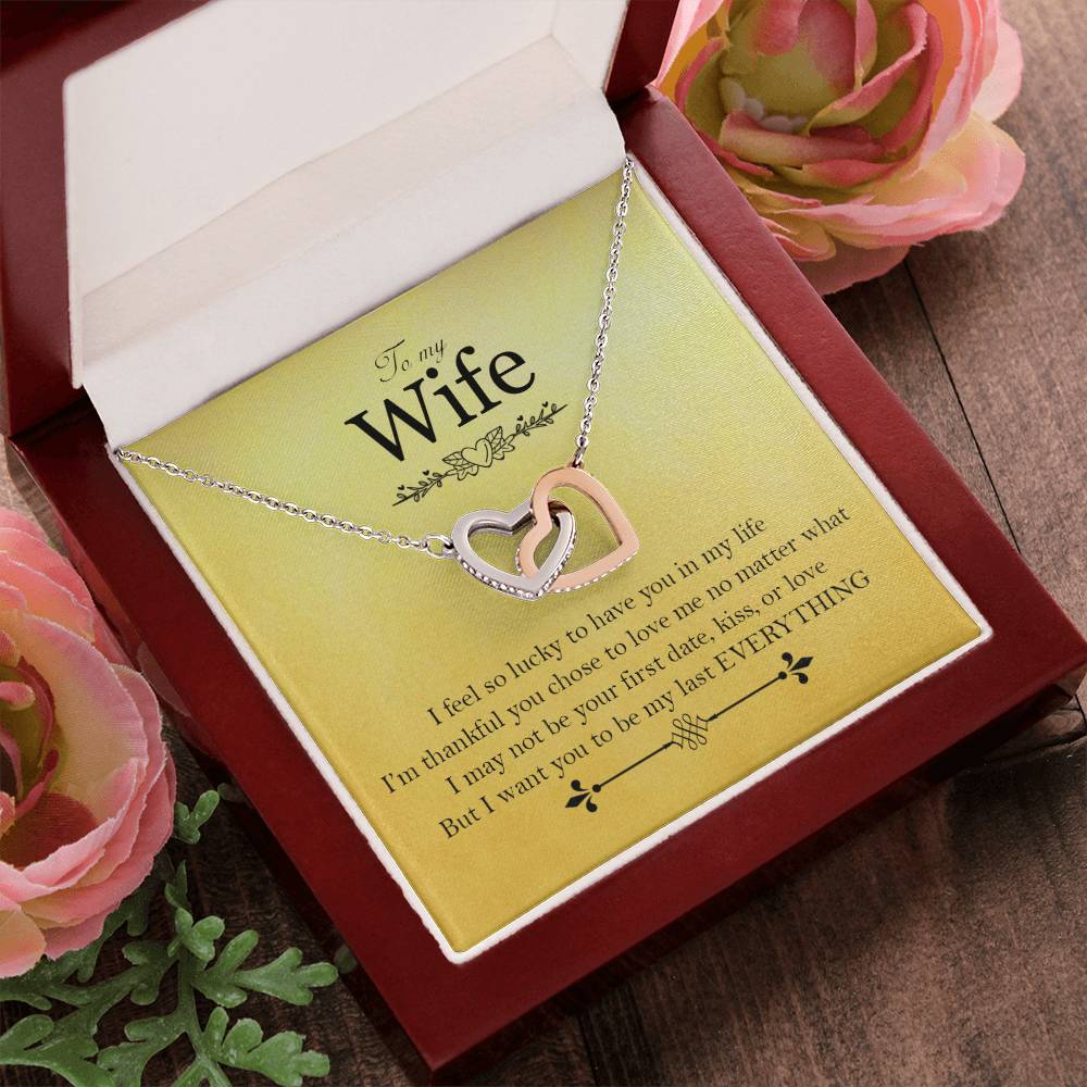 To My Wife - Love Card And Necklace Interlocking Hearts A Interlocking Hearts Necklace