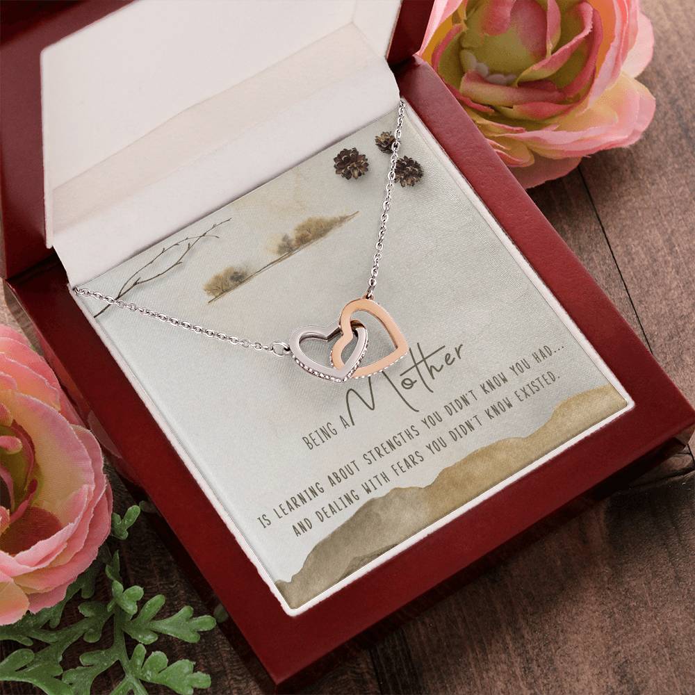 Being A Mother Interlocking Hearts Necklace Message Card