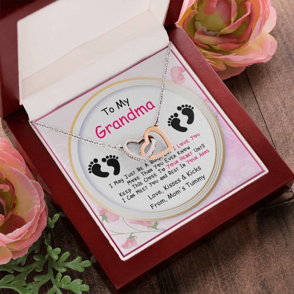 New Grandma Gift Interlocking Hearts Necklace