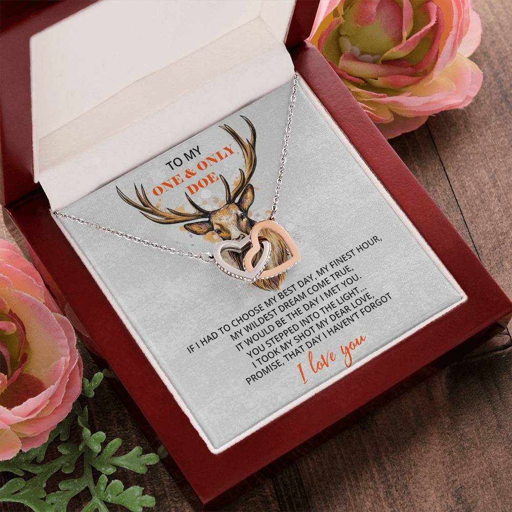 To My Trophy Doe Necklace For Wife Hunting Gift Wife From Husband Gift From Hunter Anniversary Gift For Her Birthday Gift Hunter Wife Interlocking Hearts Necklace