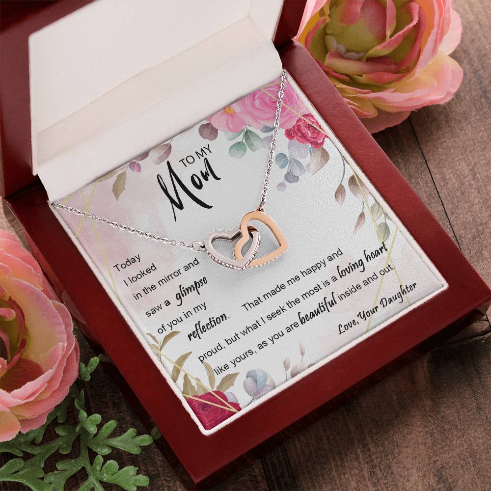 Limited Quantity Mother'S Day Gifts From Daughter Birthday Gifts For Mom Reflection Interlocking Hearts Necklace