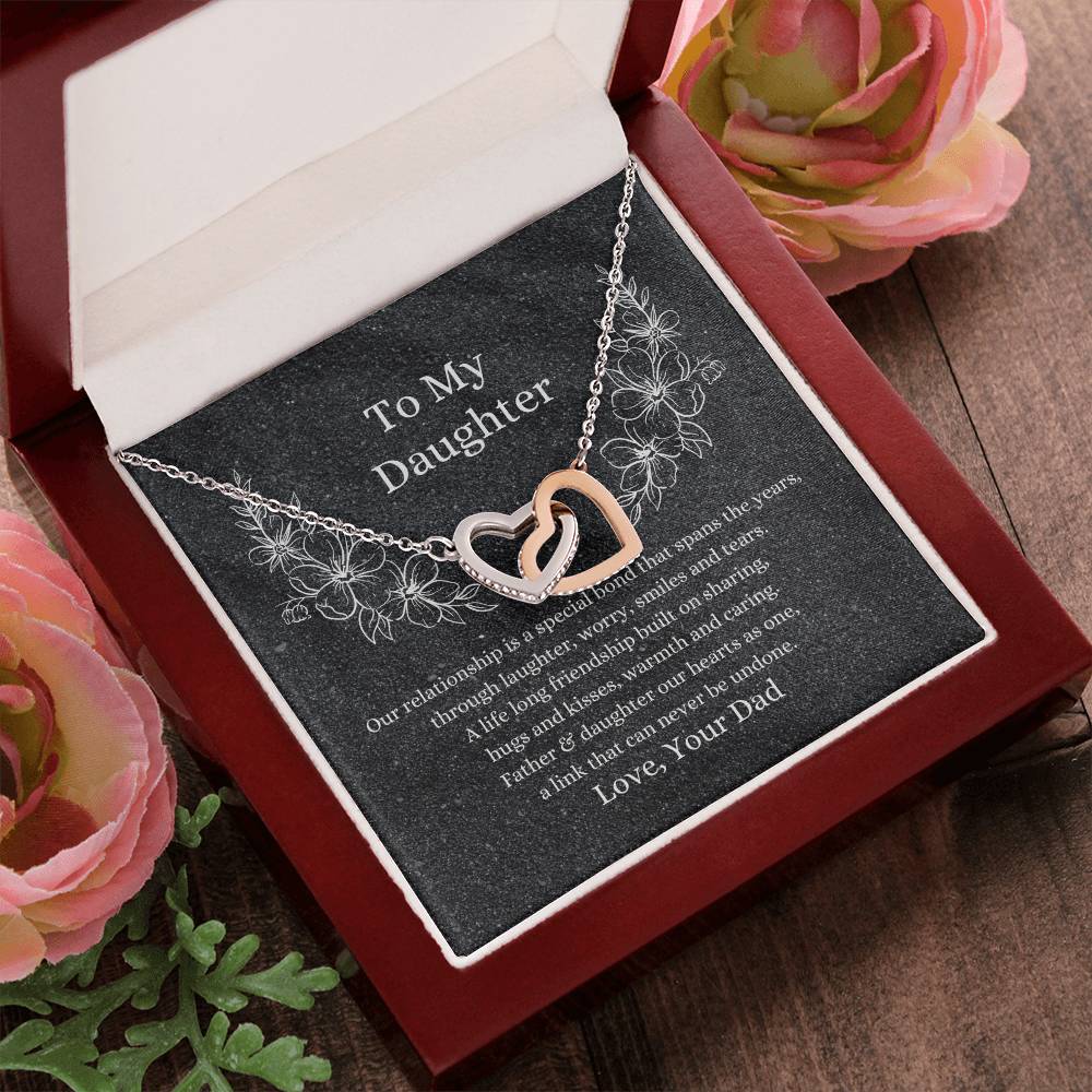 Father To Daughter Hearts As One Necklace Interlocking Hearts Necklace
