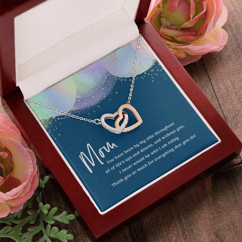 Thank You Mom Interlocking Hearts Necklace