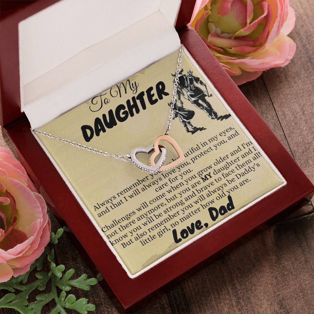 To My Lovely Daughter - Interlocking Hearts Necklace