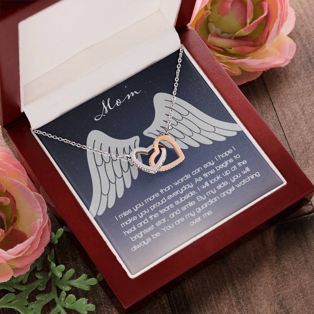 Guardian Angel - Mom Interlocking Hearts Necklace