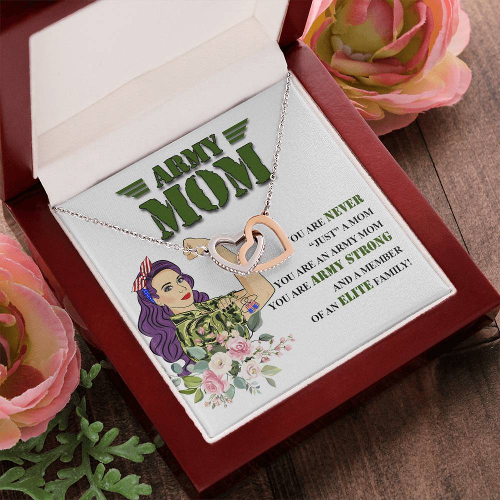 Army Mom Gift - Strong Mom - The Interlocking Heart Necklace Interlocking Hearts Necklace