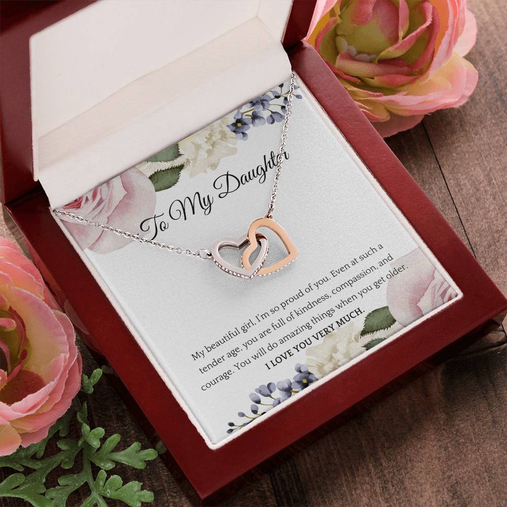 Interlocking Hearts Necklace For A Beautiful Daughter