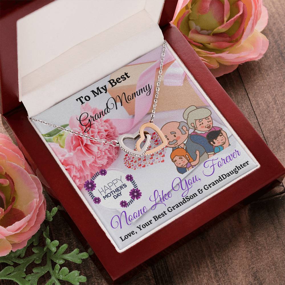 To My Best Grandmommy Interlocking Hearts Necklace