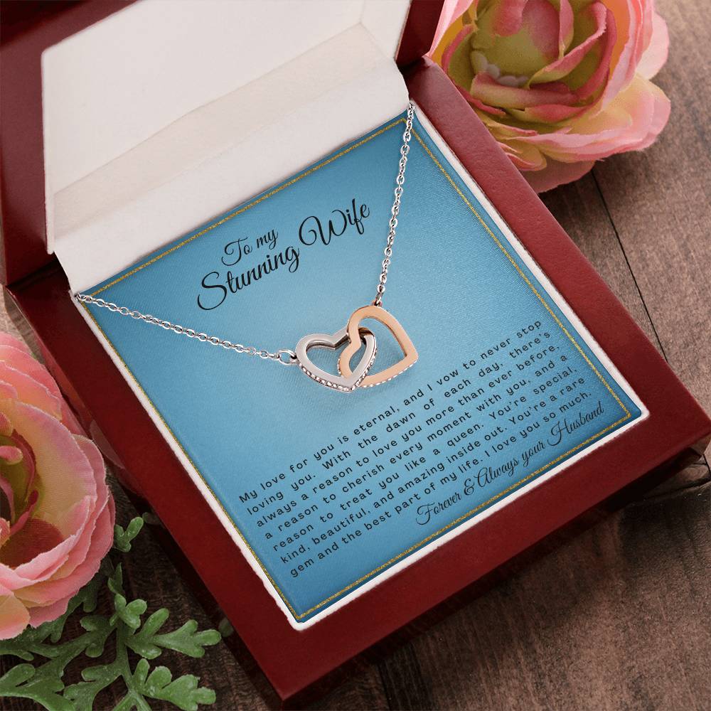 Gift For Wife My Love For You Is Eternal Interlocking Hearts Necklace