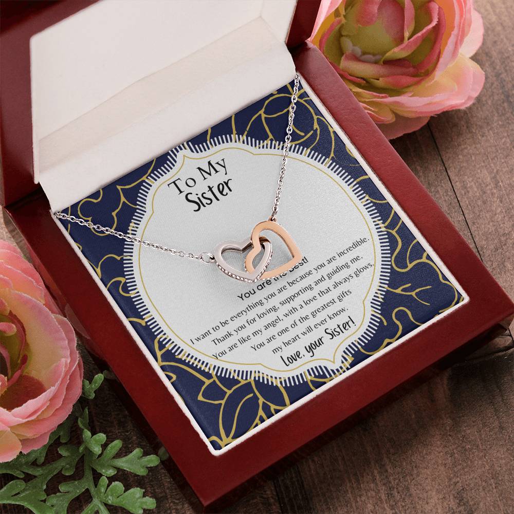 To My Sister Interlocking Hearts Necklace