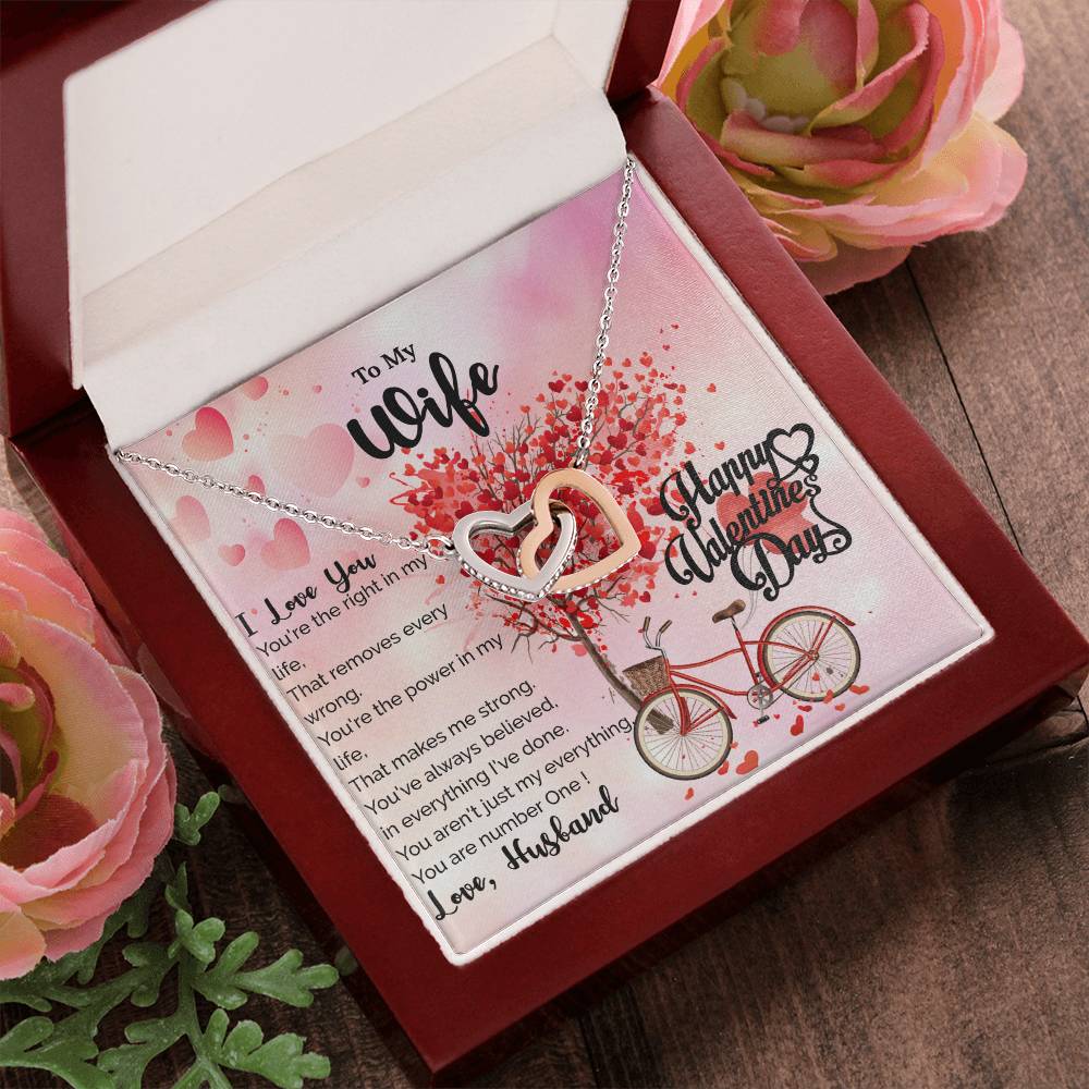To My Wife - You Are Number One - Necklace Interlocking Hearts Necklace