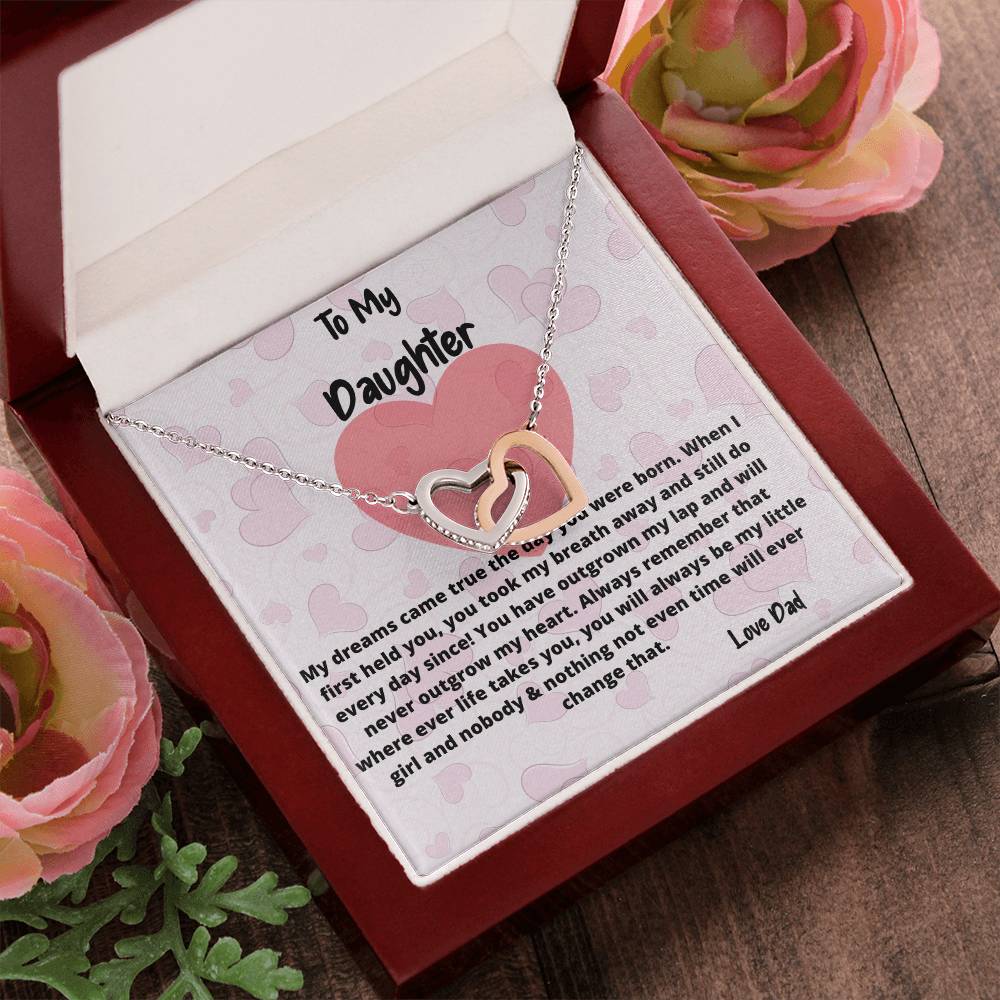 To My Daughter Necklace You Have Outgrown My Lap Double Hearts Necklace Interlocking Hearts Necklace
