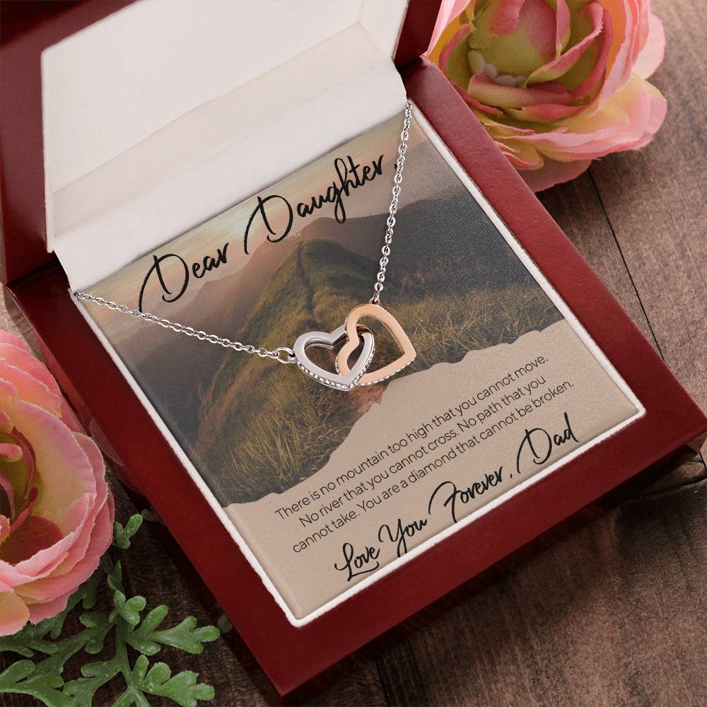 Dear Daughter - Love You Forever - Dad Interlocking Hearts Necklace