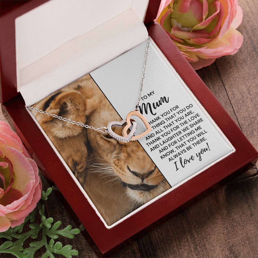 To My Mum - Thank You For Everything That You Do - Necklace Interlocking Hearts Necklace