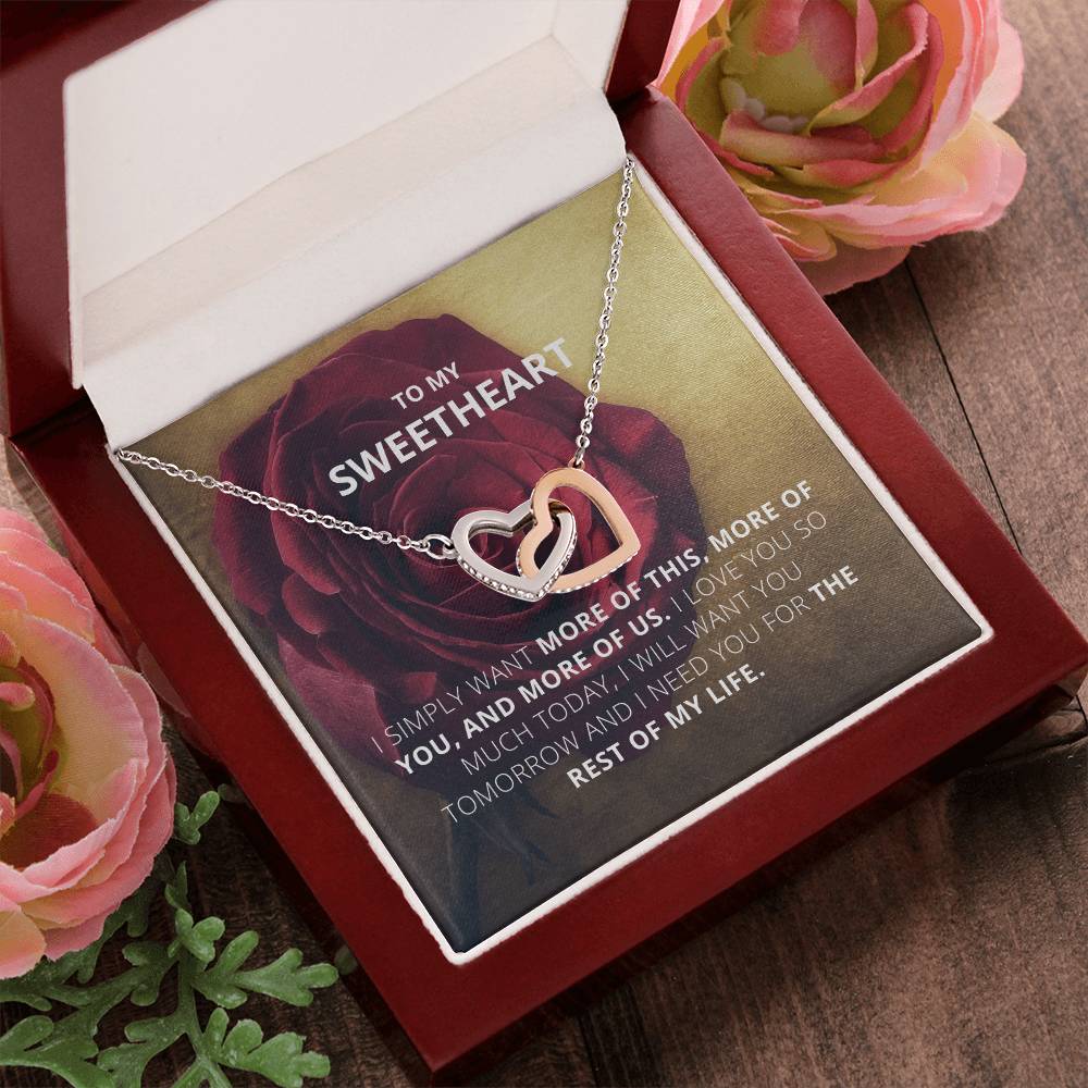 To My Sweetheart - I Want More Of This - Necklace Interlocking Hearts Necklace