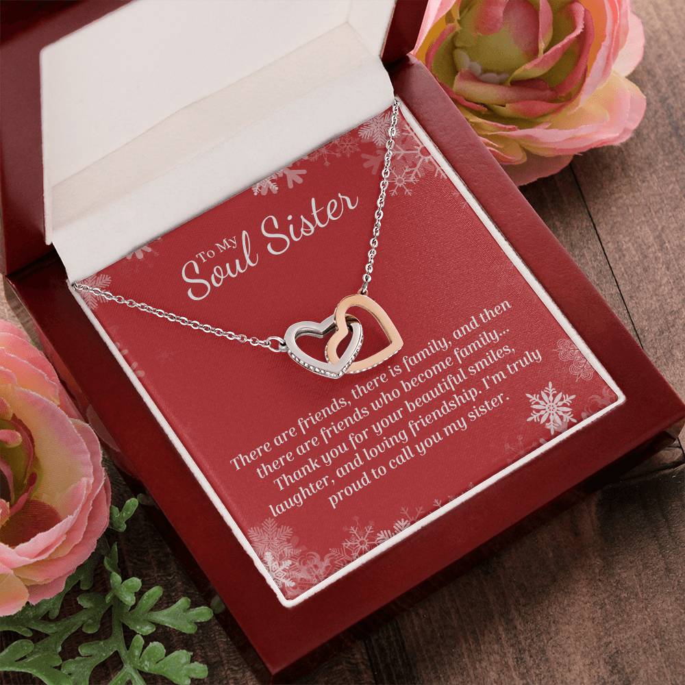 There Are Friends Who Become Family - Interlocking Hearts Necklace For Soul Sister
