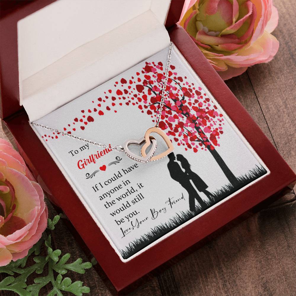 To My Girlfriend Beautiful Interloked High Quality Necklace Love Your Boy Friend. Interlocking Hearts Necklace