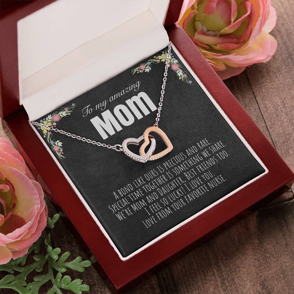 To My Mom - From Your Favorite Nurse Interlocking Hearts Necklace