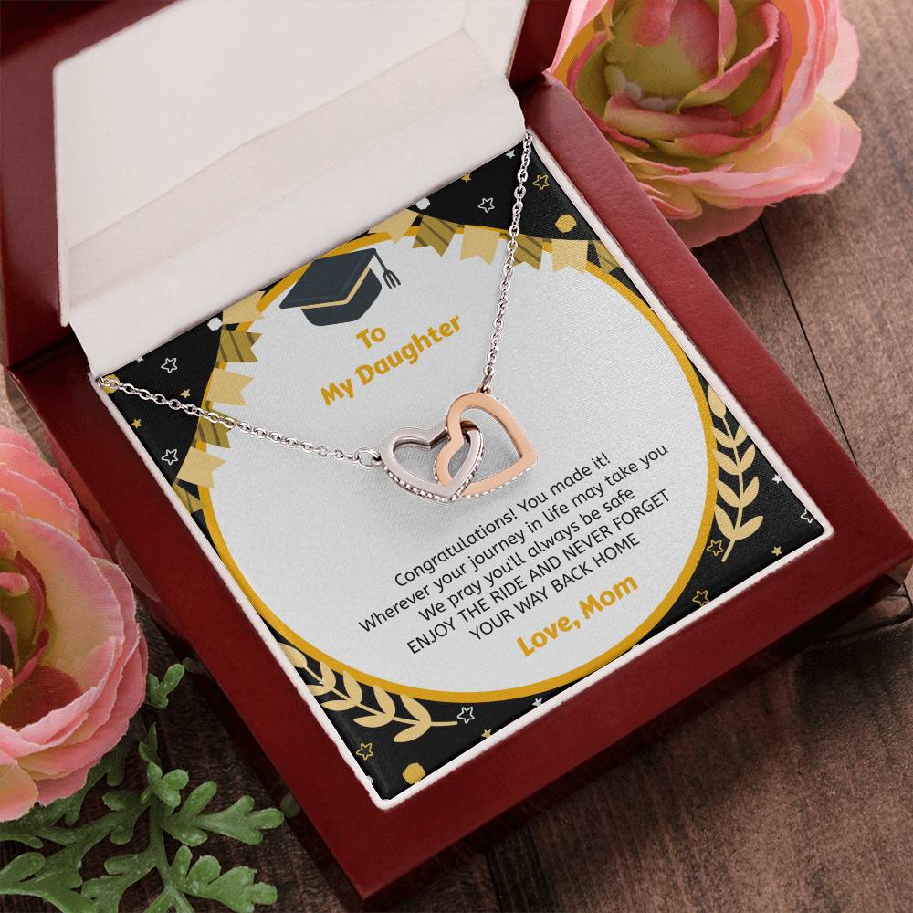 To My Daughter You Made It - Necklace Interlocking Hearts Necklace