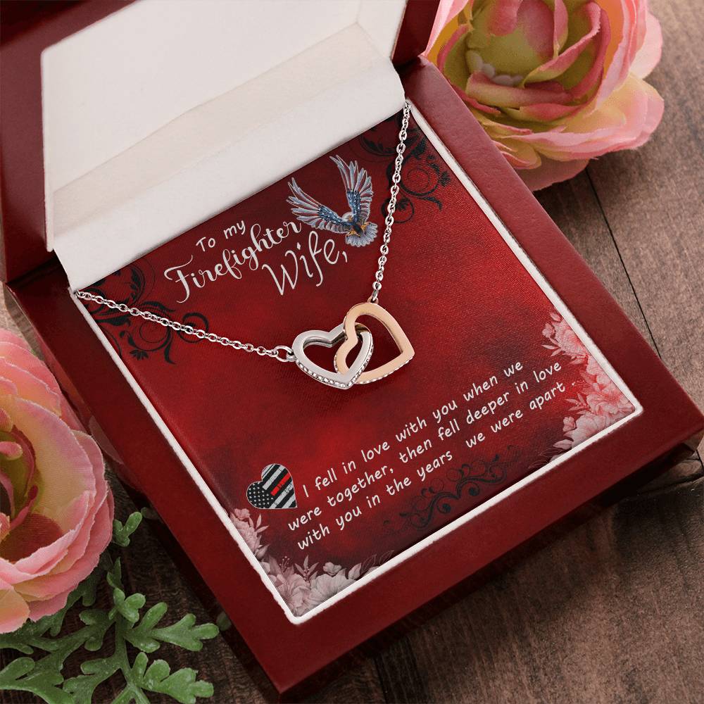 To My Firefighter Wife Necklace Interlocking Hearts Necklace