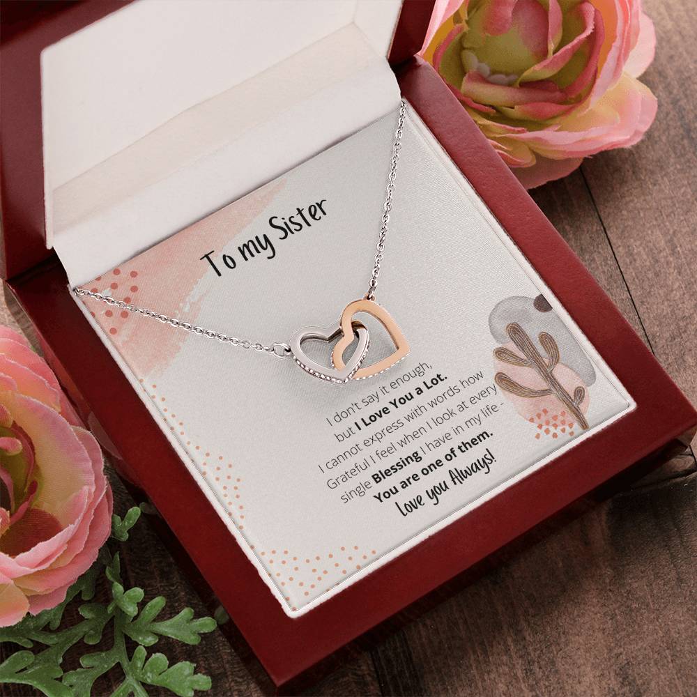 To My Sister Interlocking Hearts Necklace