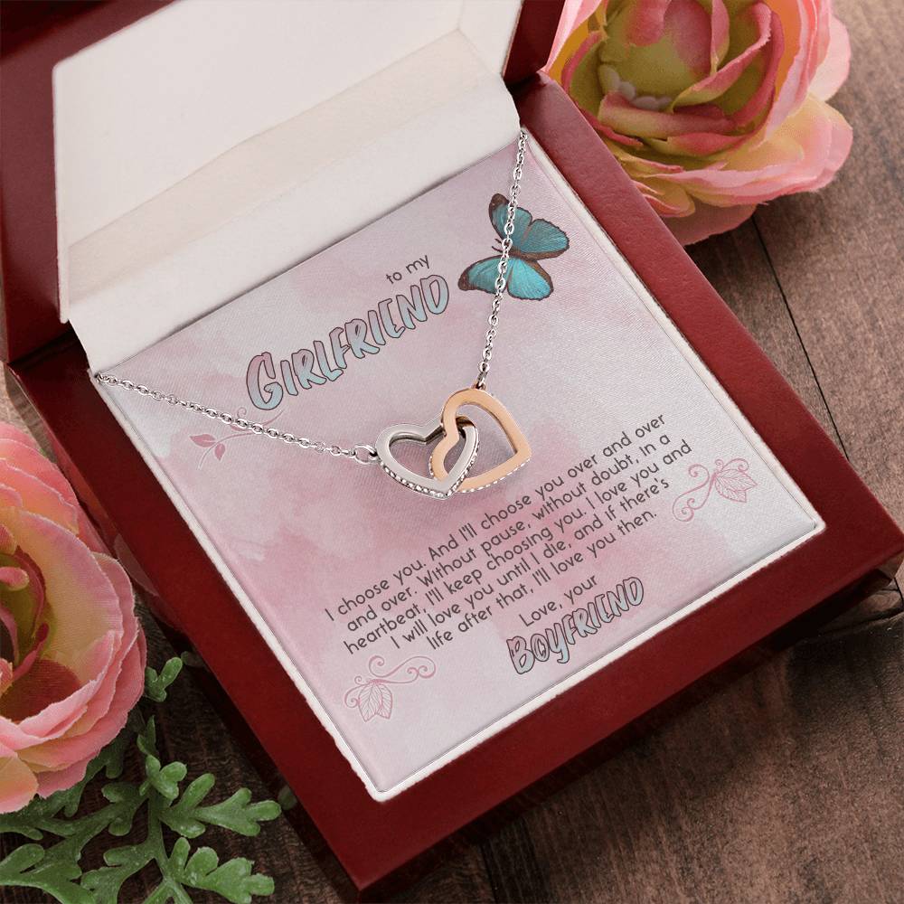 Gift For Girlfriend Interlocking Hearts Necklace