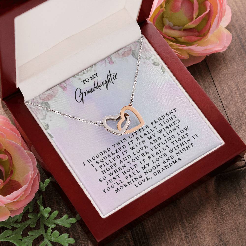 To My Granddaughter From Grandma Interlocking Heart Necklace Interlocking Hearts Necklace