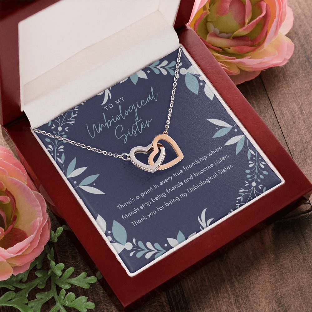 Unbiological Sister Interlocking Hearts Necklace