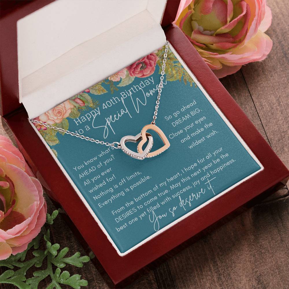 40Th Birthday Necklace For Women Gift Ideas Interlocking Hearts Necklace