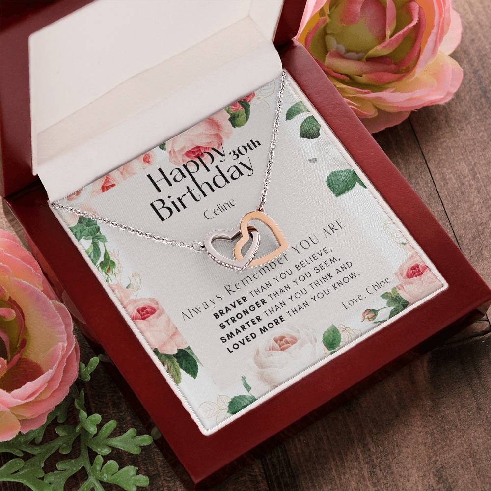 Birthday Interlocking Hearts Necklace