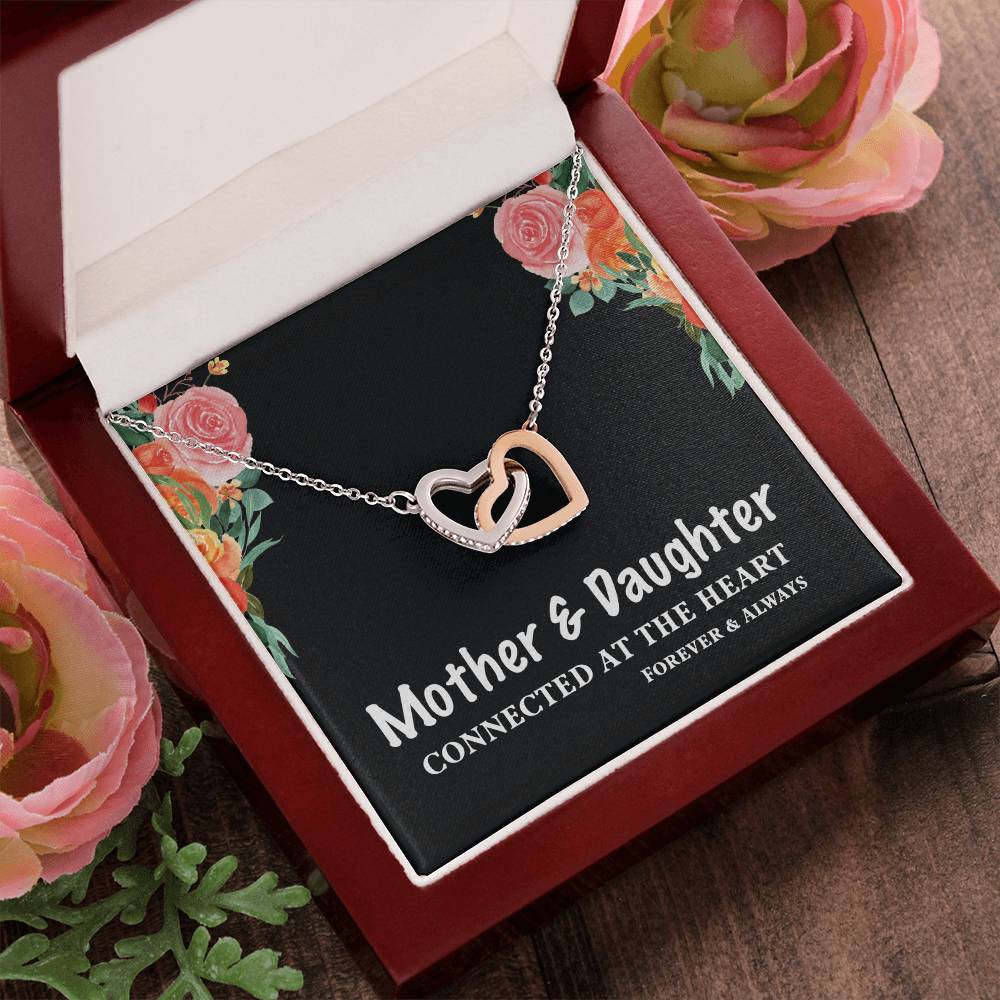 Mother & Daughter Connected At The Heart For Mother'S Day Interlocking Hearts Necklace