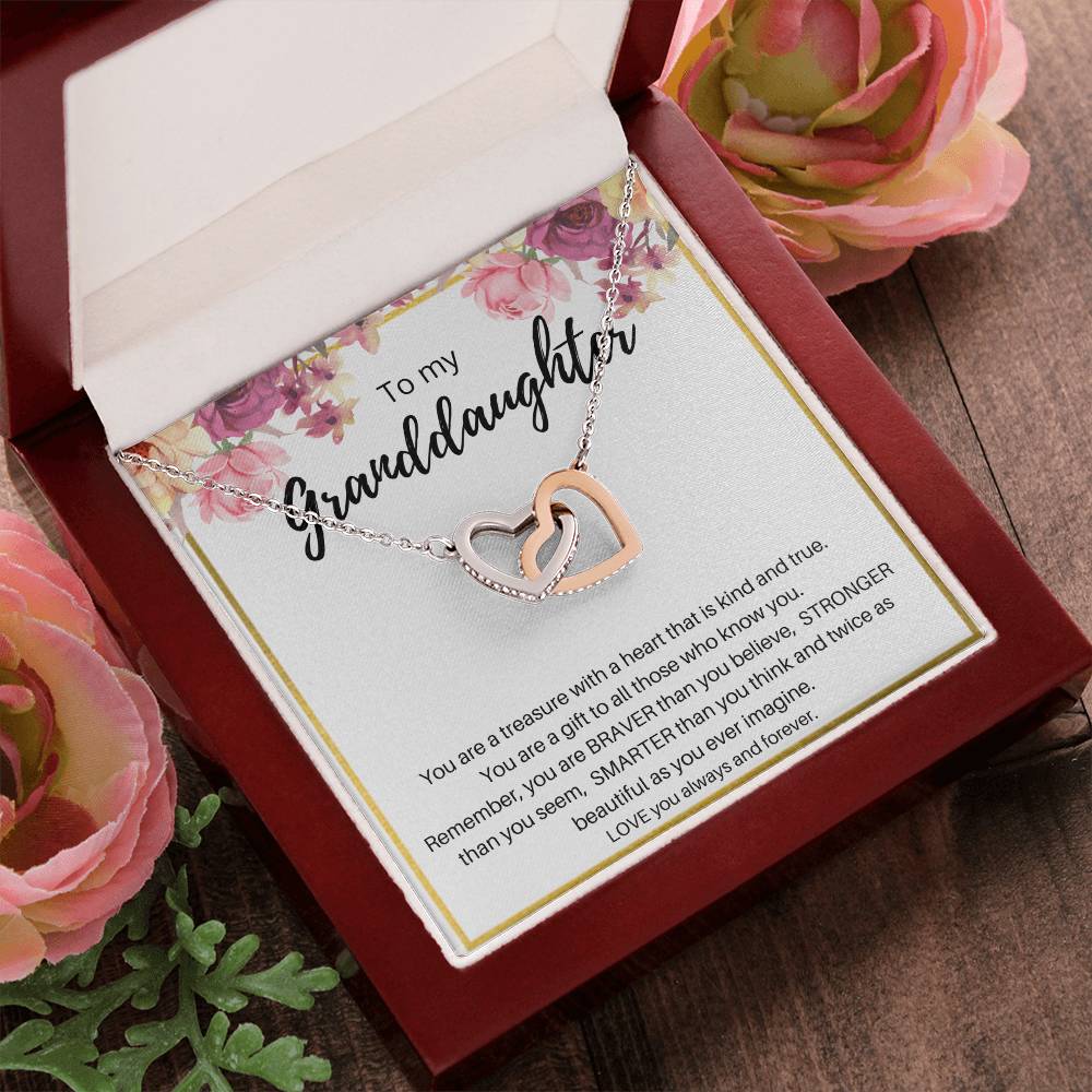 To My Granddaughter Interlocking Hearts Necklace
