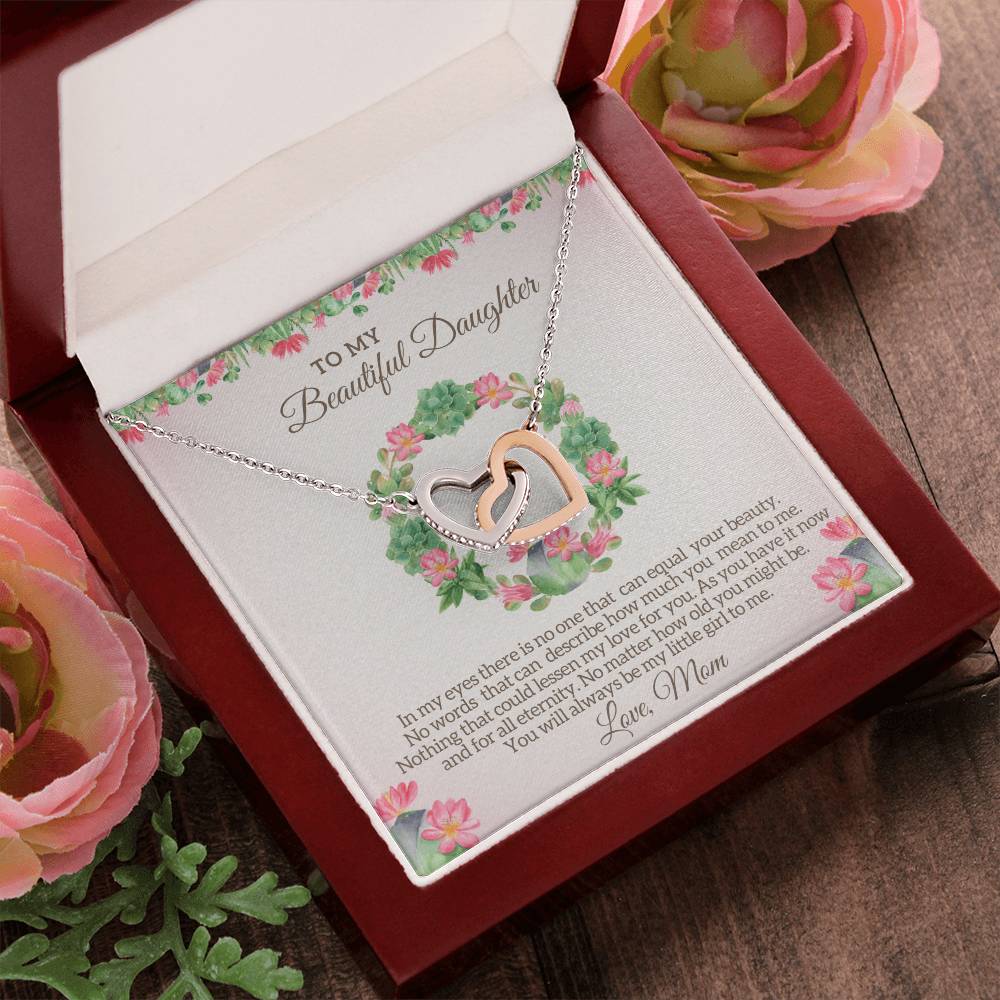To My Beautiful Daughter - My Little Girl To Me Interlocking Hearts Necklace