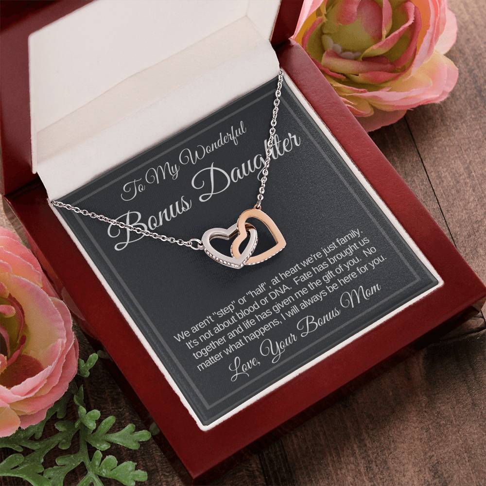 Bonus Daughter Linked Hearts Necklace Gift From Bonus Mom Interlocking Hearts Necklace