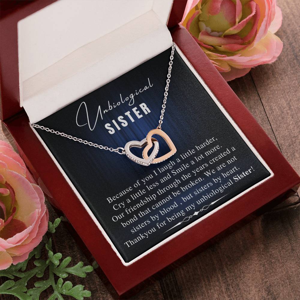 Unbiological Sister Necklace Soul Sister Sorority Sister Sister In Law Necklace Step Sister Gift Jewelry Tray Sister Necklace Interlocking Hearts Necklace