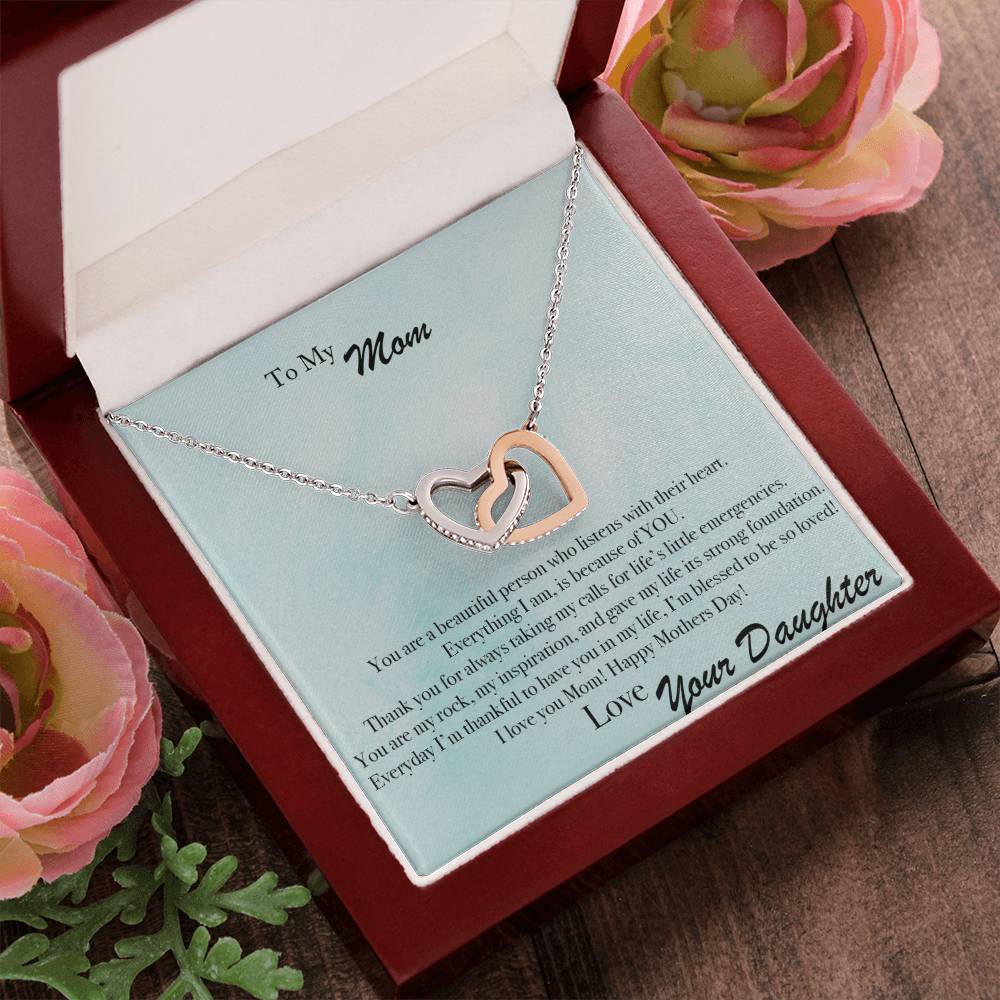 Mother'S Day Listen With Your Heart - Interlocking Hearts Necklace