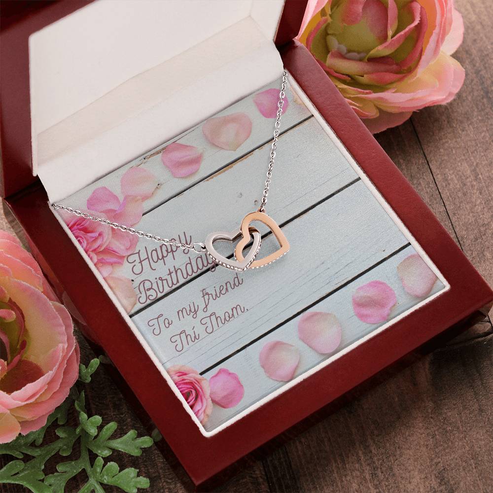 Happy Birthday To My Friend Interlocking Hearts Necklace