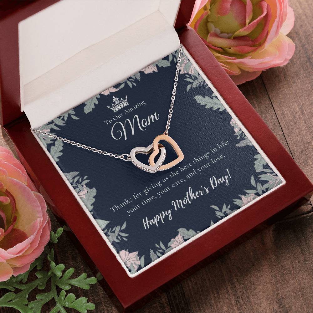 To Our Amazing Mom Necklace Happy Mother’S Day Gift Personalized Mom Gift Mothers Necklace Gift For Mom Best Mom Gift Interlocking Hearts Necklace