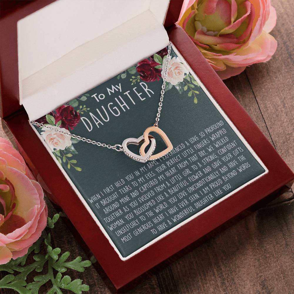 To My Daughter Necklace Gift For Daughter From Mom Sentimental Gift For Birthday Graduation Anniversary Interlocking Hearts Necklace