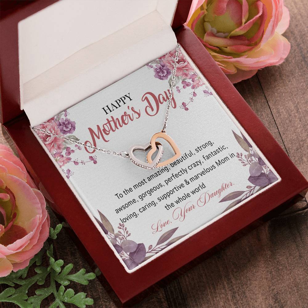 Interlocking Hearts Happy Mother'S Day To The Most Amazing Mom Interlocking Hearts Necklace
