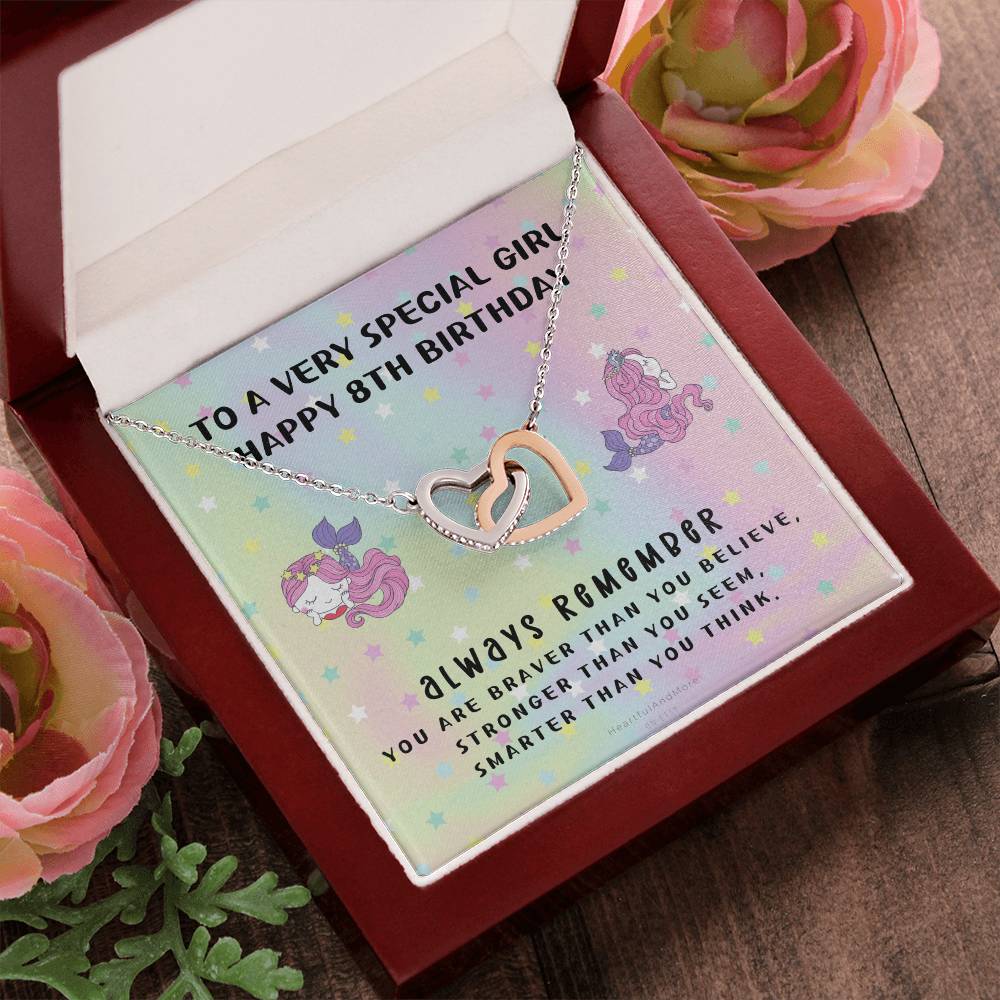 8Th Birthday Gift 8Th Birthday Necklace Gift Happy 8Th Birthday Gift Gift For 8 Year Birthday Girl Interlocking Hearts Necklace