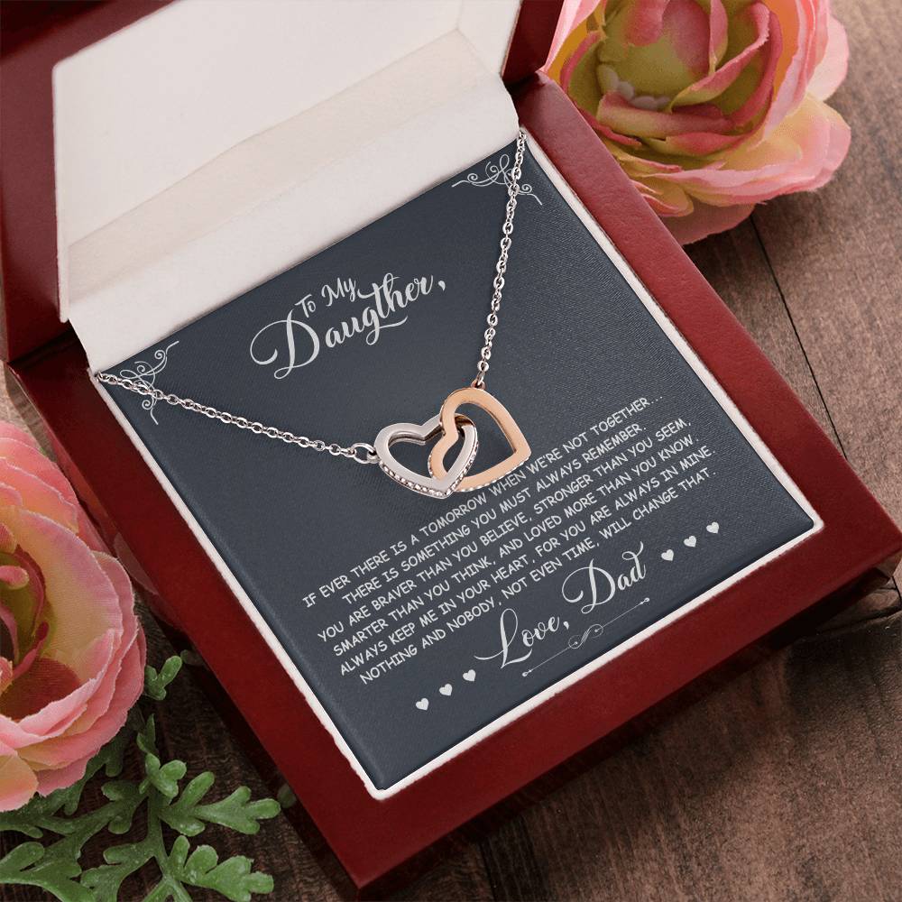 If Ever There Is A Tomorrow - Love Dad - Double Hearts Interlocking Hearts Necklace