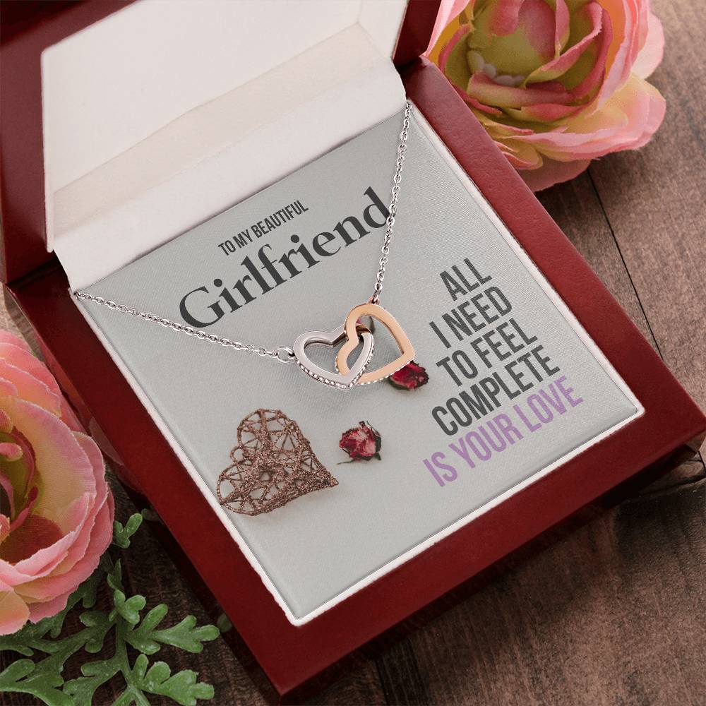 Romantic Girlfriend Necklace Gift - To My Girlfriend Interlocking Hearts Necklace